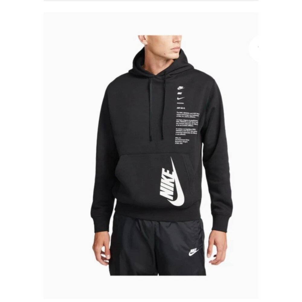 NIKE Club Shoebox Pullover Hoodie Black Men’s Color Black DQ5152-010 Size XLarge